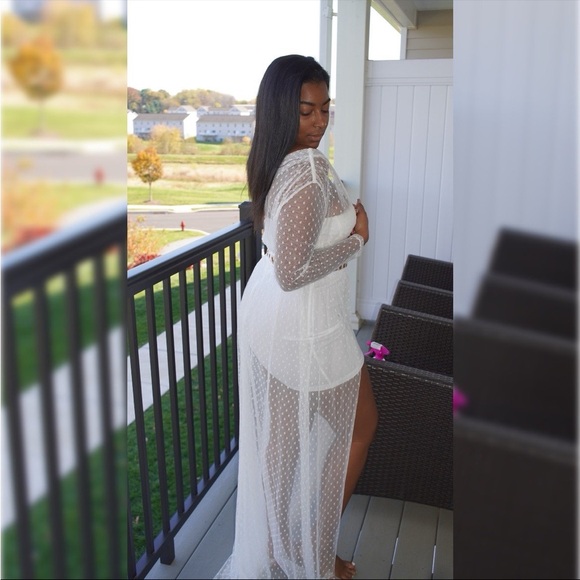 White One-Shoulder Mesh Overlay Dress - Picture 6 of 9